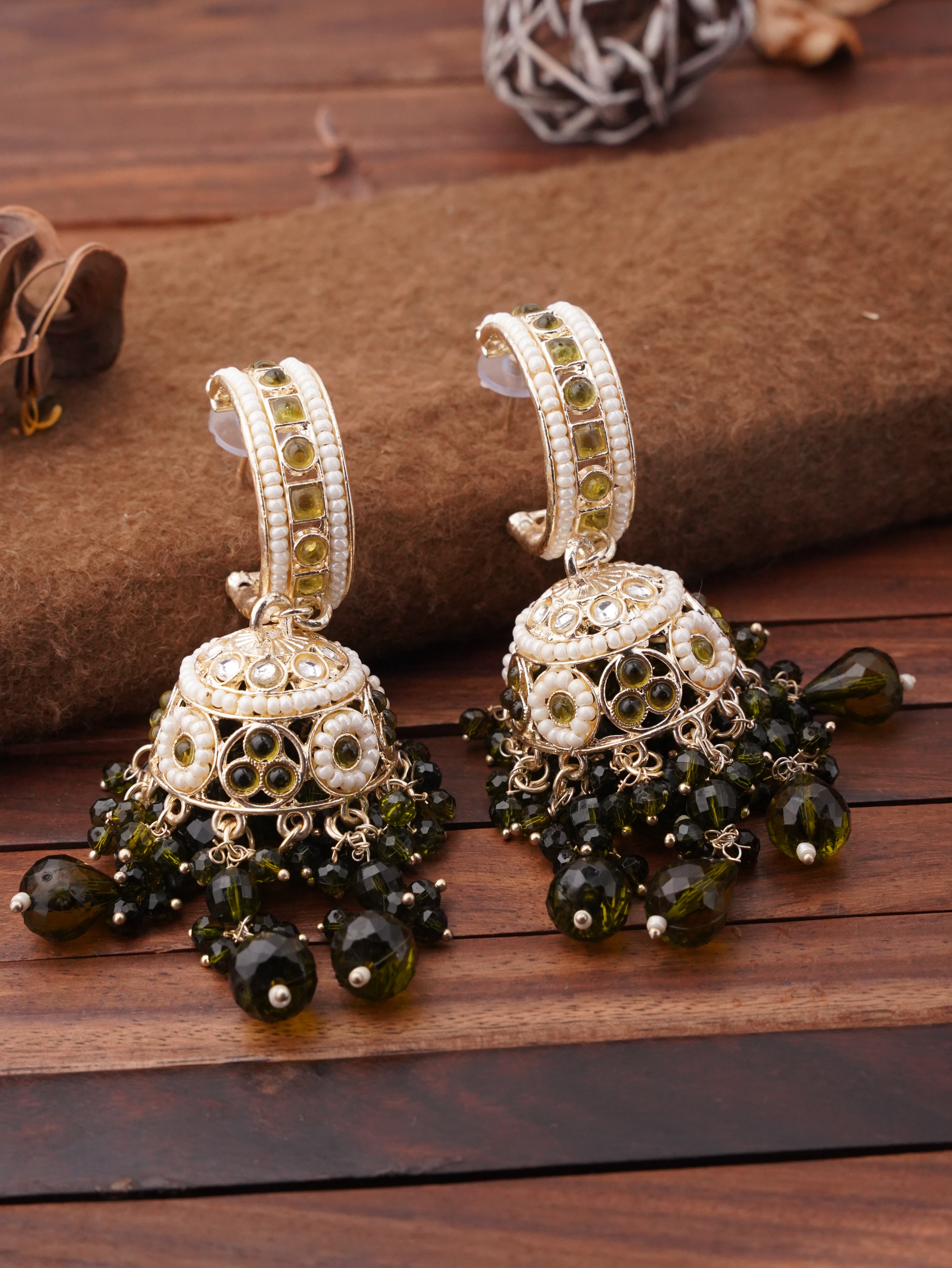 Traditional Grand Jhumka Earrings With Intricate Tassels Rama Radiance traditional-grand-jhumka-earrings-with-intricate-tassels-rama-radiance