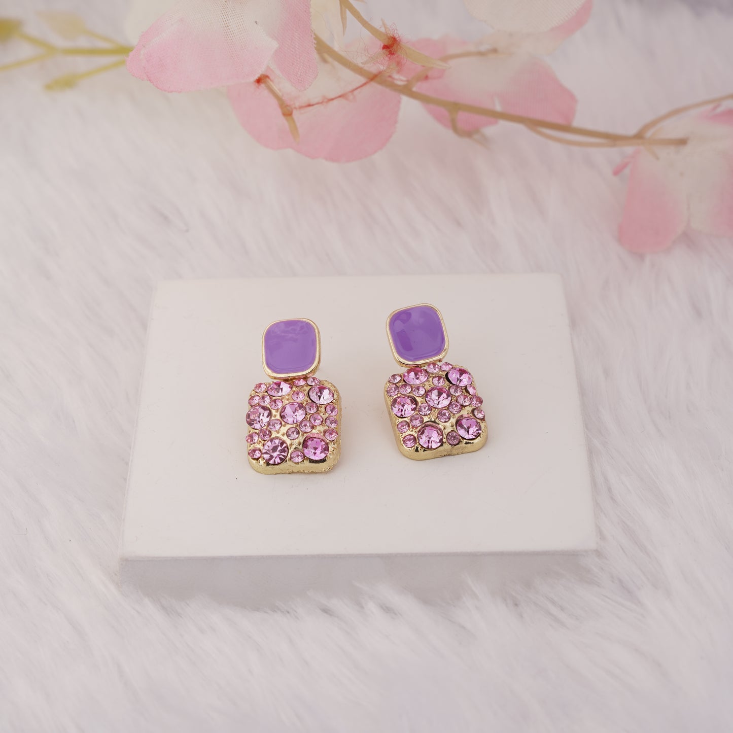 Geometric Stud Earrings with Sparkling Detailing
