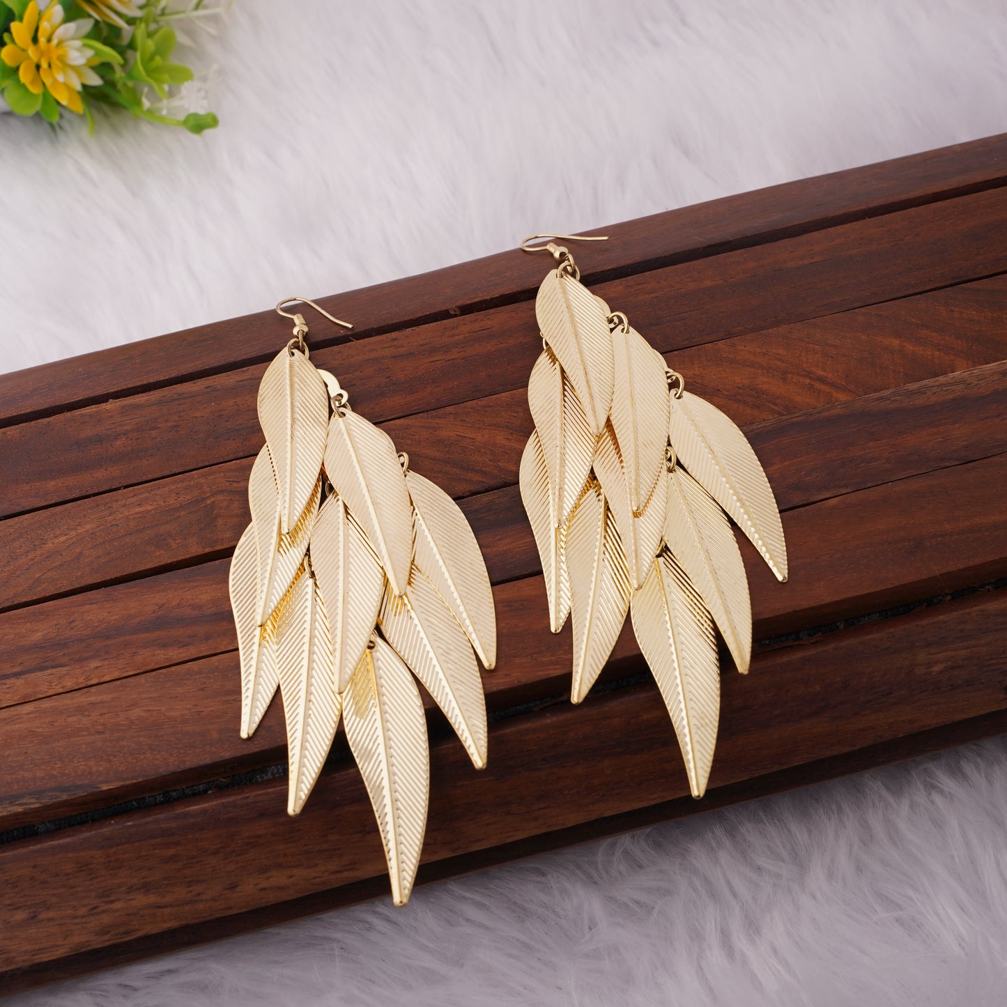Metal Leaf Drop Earrings