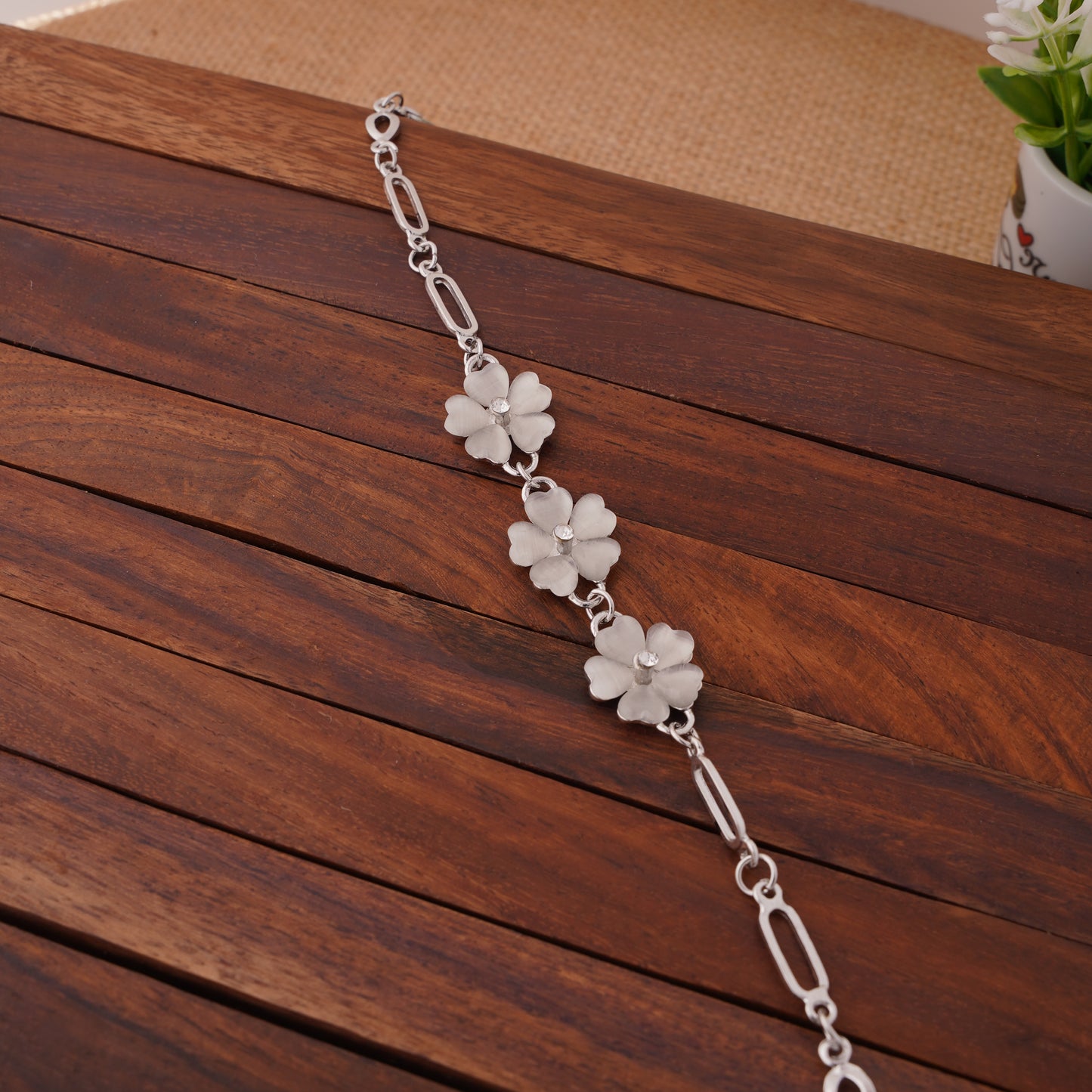 Floral Charm Link Bracelet