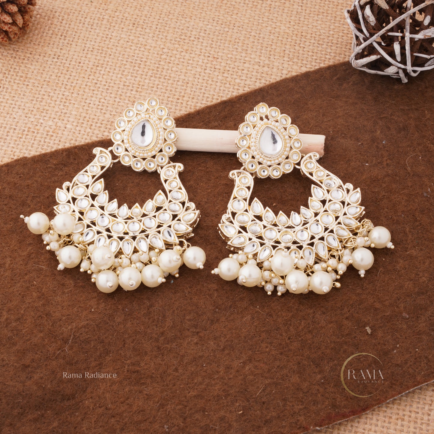 Royal Pearl Drop Chandbali Earrings