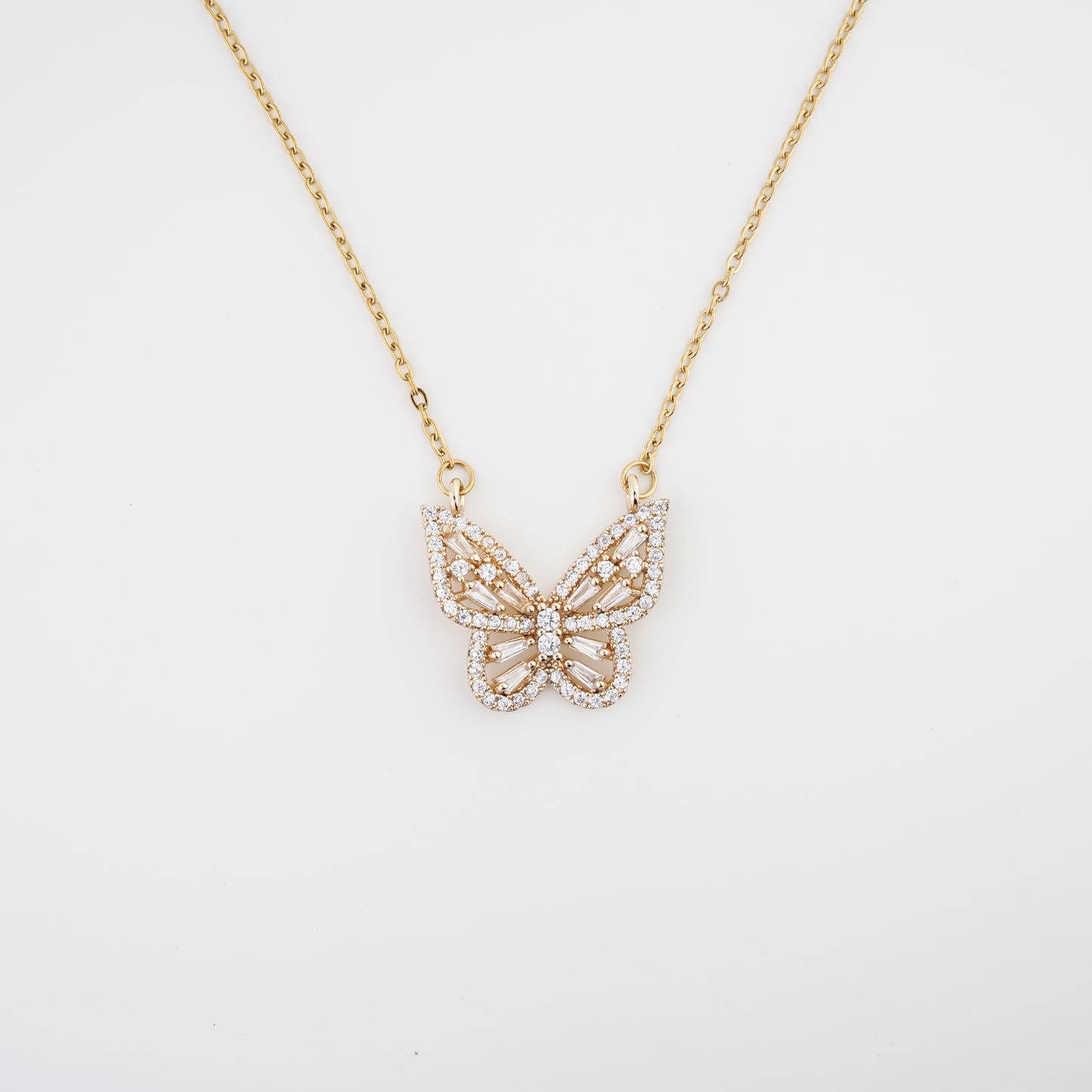 Sparkle Butterfly Necklace with Crystal Detailing
