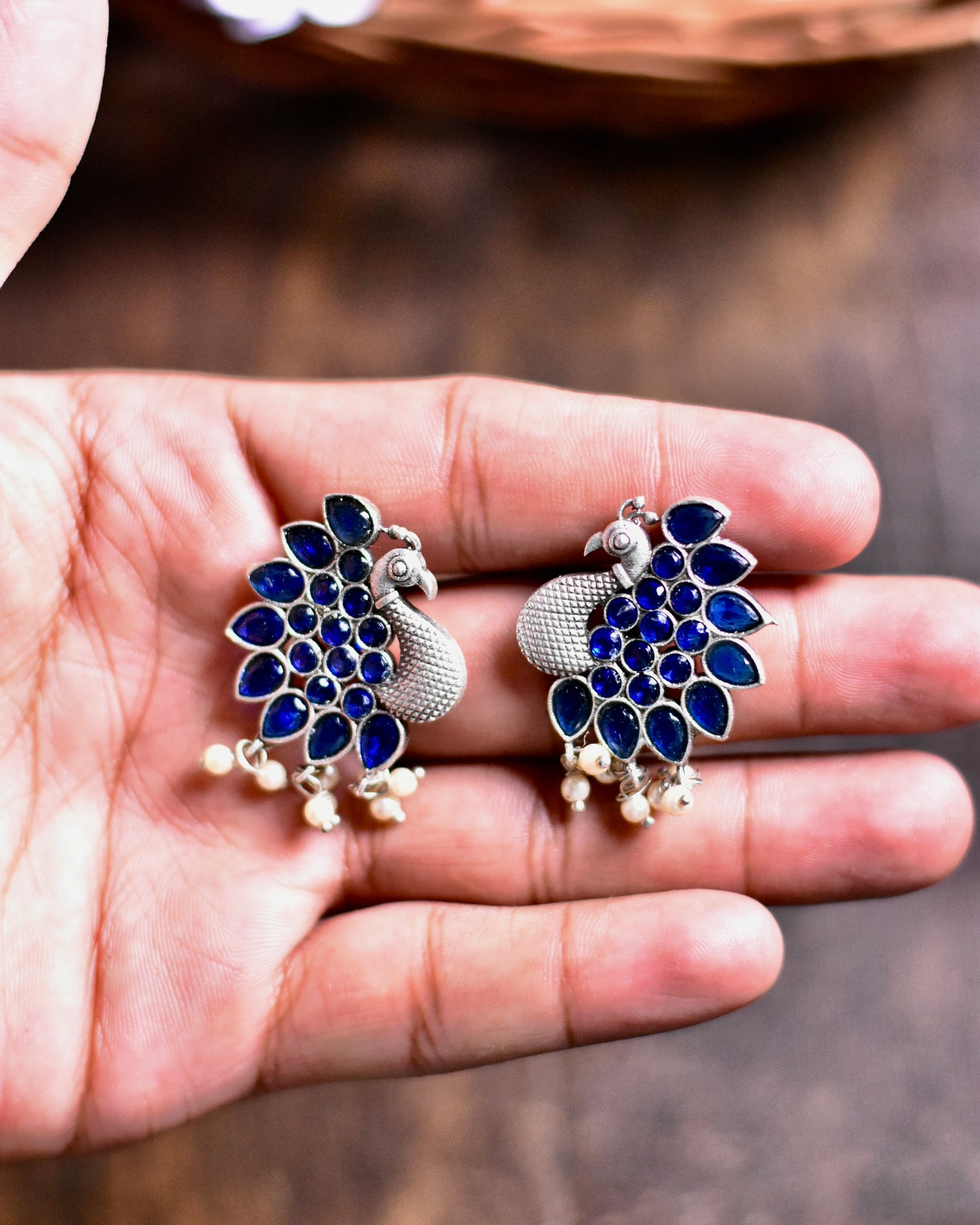 Maurya Peacock Elegance Brass Earrings