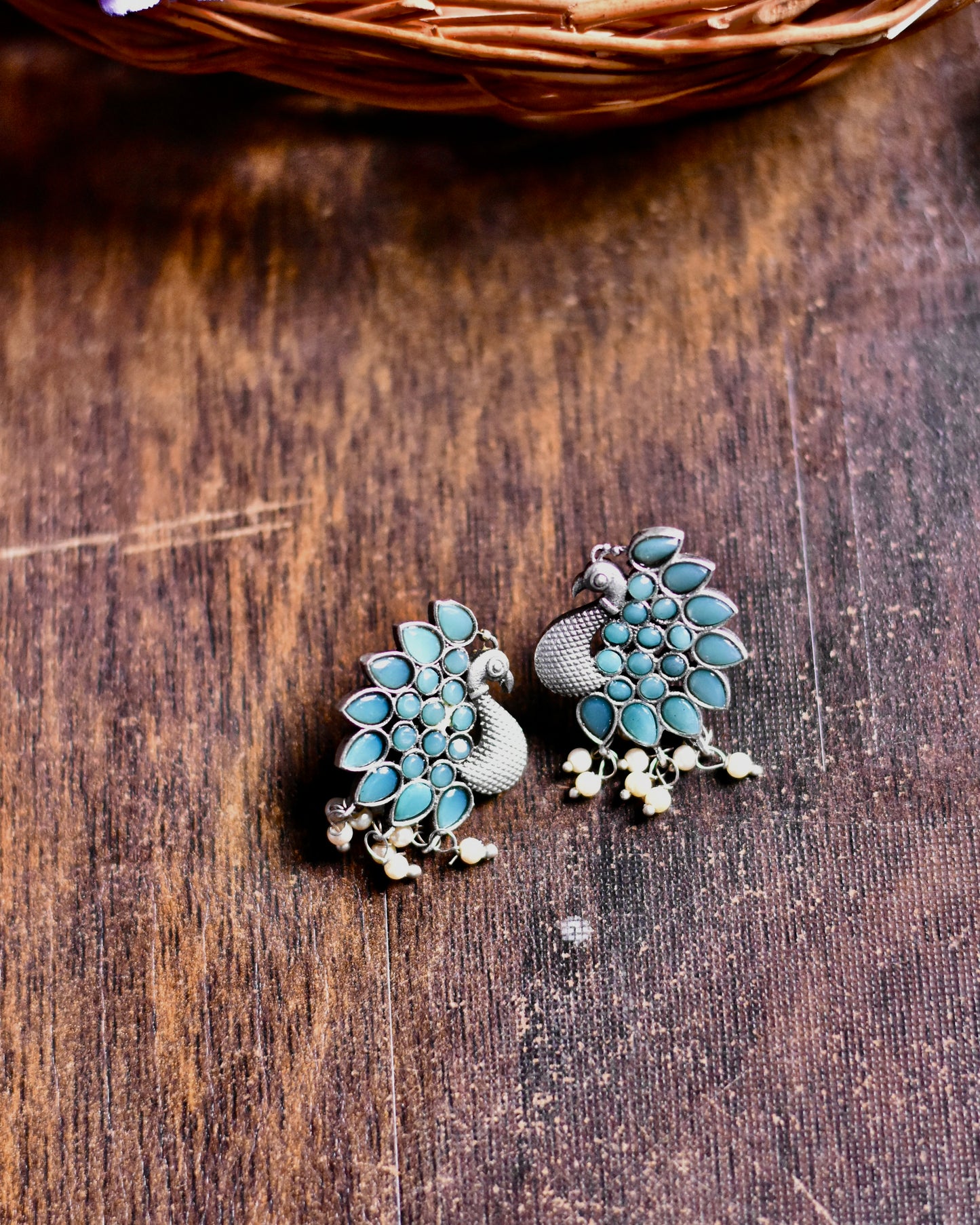 Maurya Peacock Elegance Brass Earrings