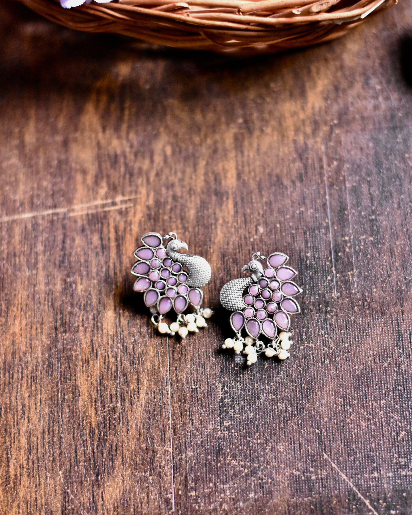 Maurya Peacock Elegance Brass Earrings