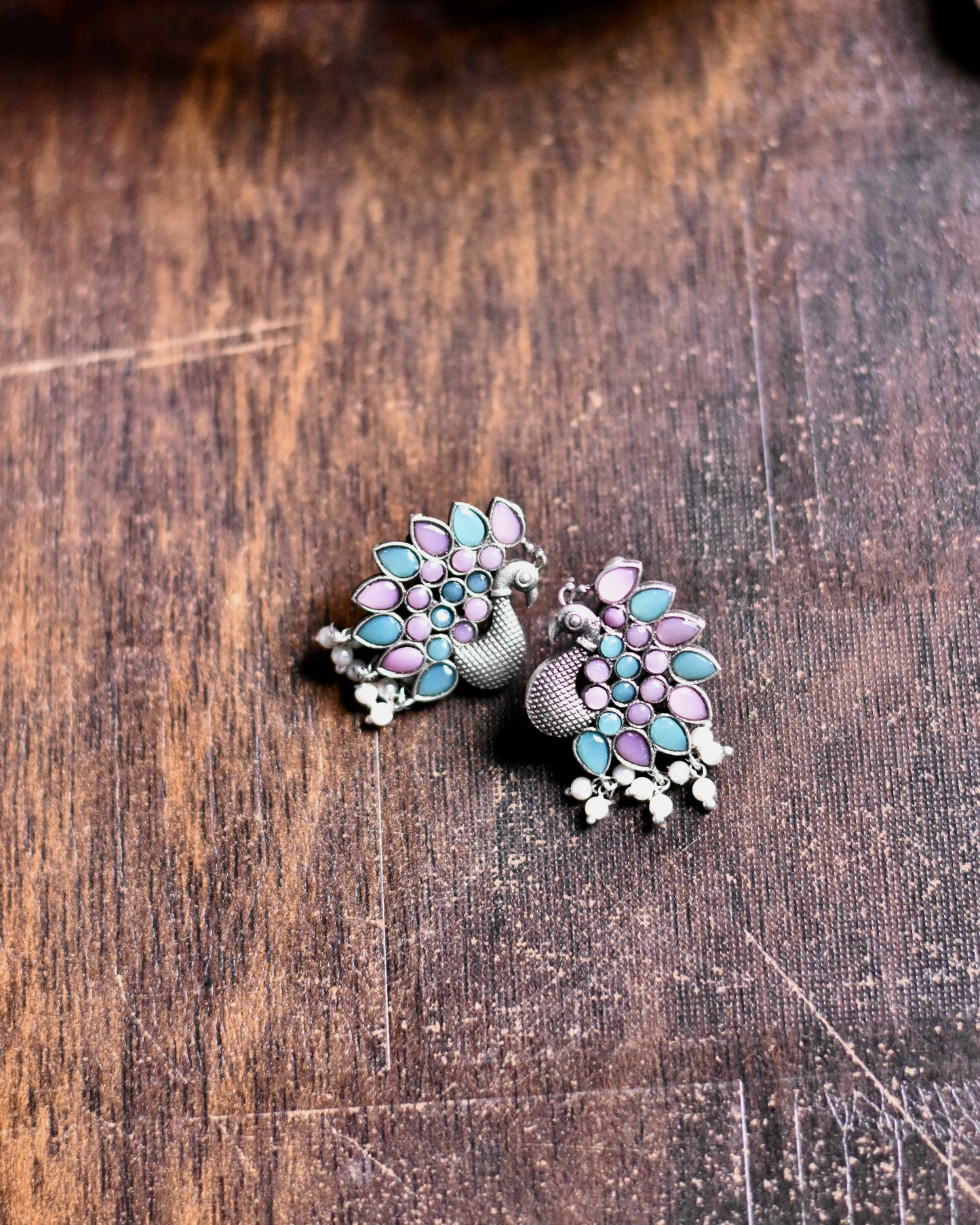 Maurya Peacock Elegance Brass Earrings