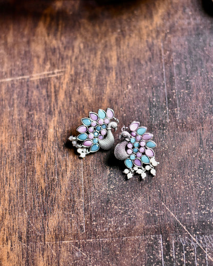 Maurya Peacock Elegance Brass Earrings