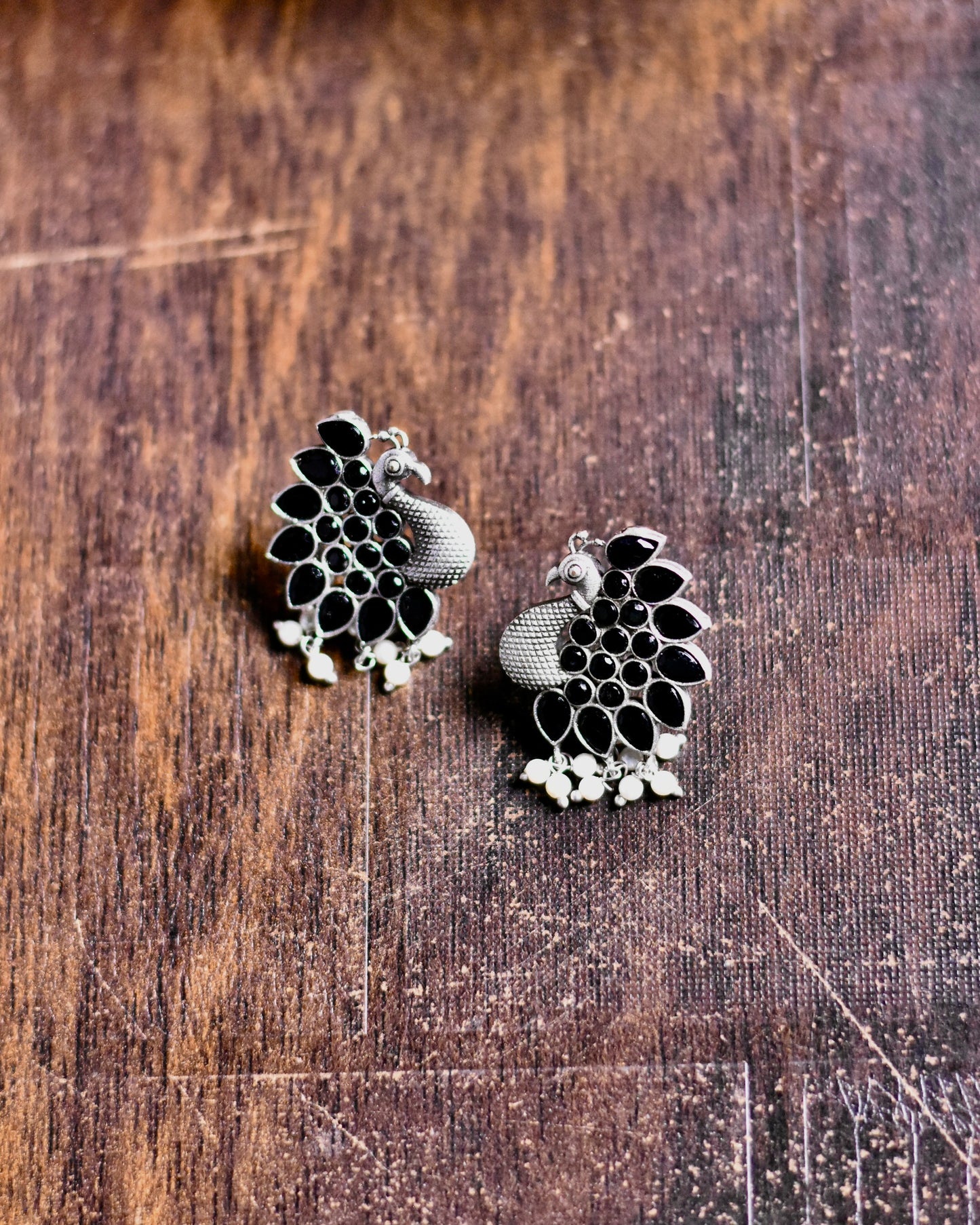 Maurya Peacock Elegance Brass Earrings