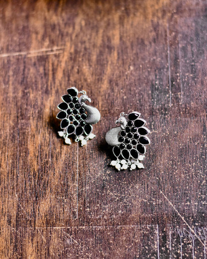 Maurya Peacock Elegance Brass Earrings